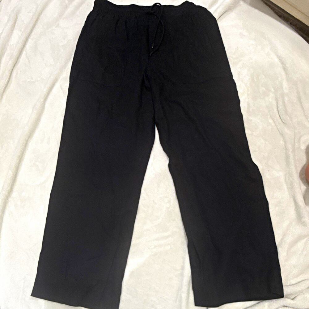 Athleta Women’s Black 100% Linen Lightweight Drawstring Waist Pant Size M